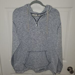 Gray Zip Up Sweater with Ribbed Cuffs